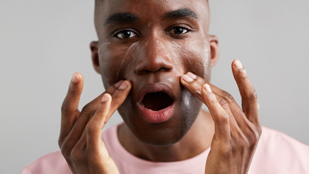 man doing facial massage